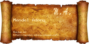 Mendel Adony névjegykártya